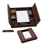 Chocolate Brown Leatherette Conference Room Organizer